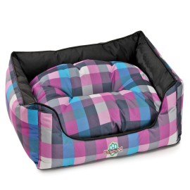 Cama Afrodita Estampado de cuadros grises,rosas y azules Chica