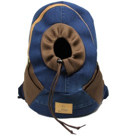 Mochila jeans grande azul con café