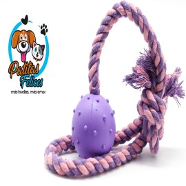 Pelota con cuerda para perro morado
