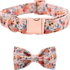 Collar de cachorro floral suave cuello de pajarita ajustable para perros y gatos  L