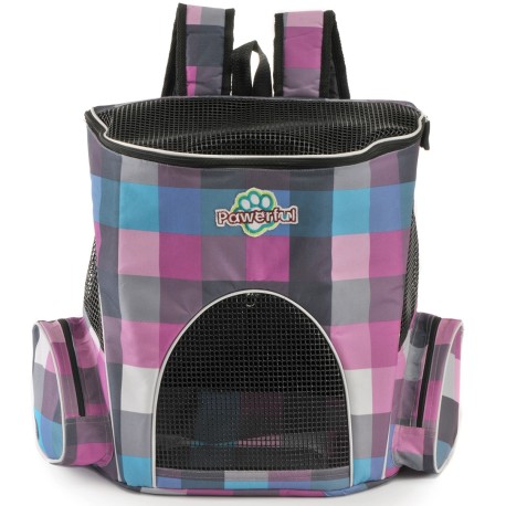 Mochila Cleopatra cuadros grises, rosas y azules talla Chica