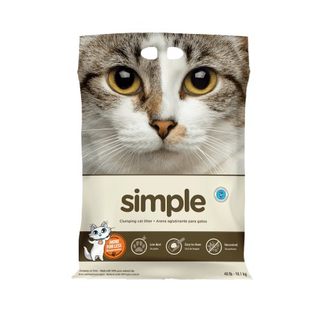Arena aglutinante de arcilla Simple para gato 18 kg