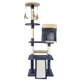 Mueble para gato con rascadores y casa